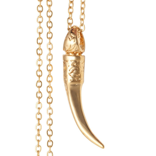 Men's Horn Pendant and Necklace - Gold Plated - Barbarossa Brothers