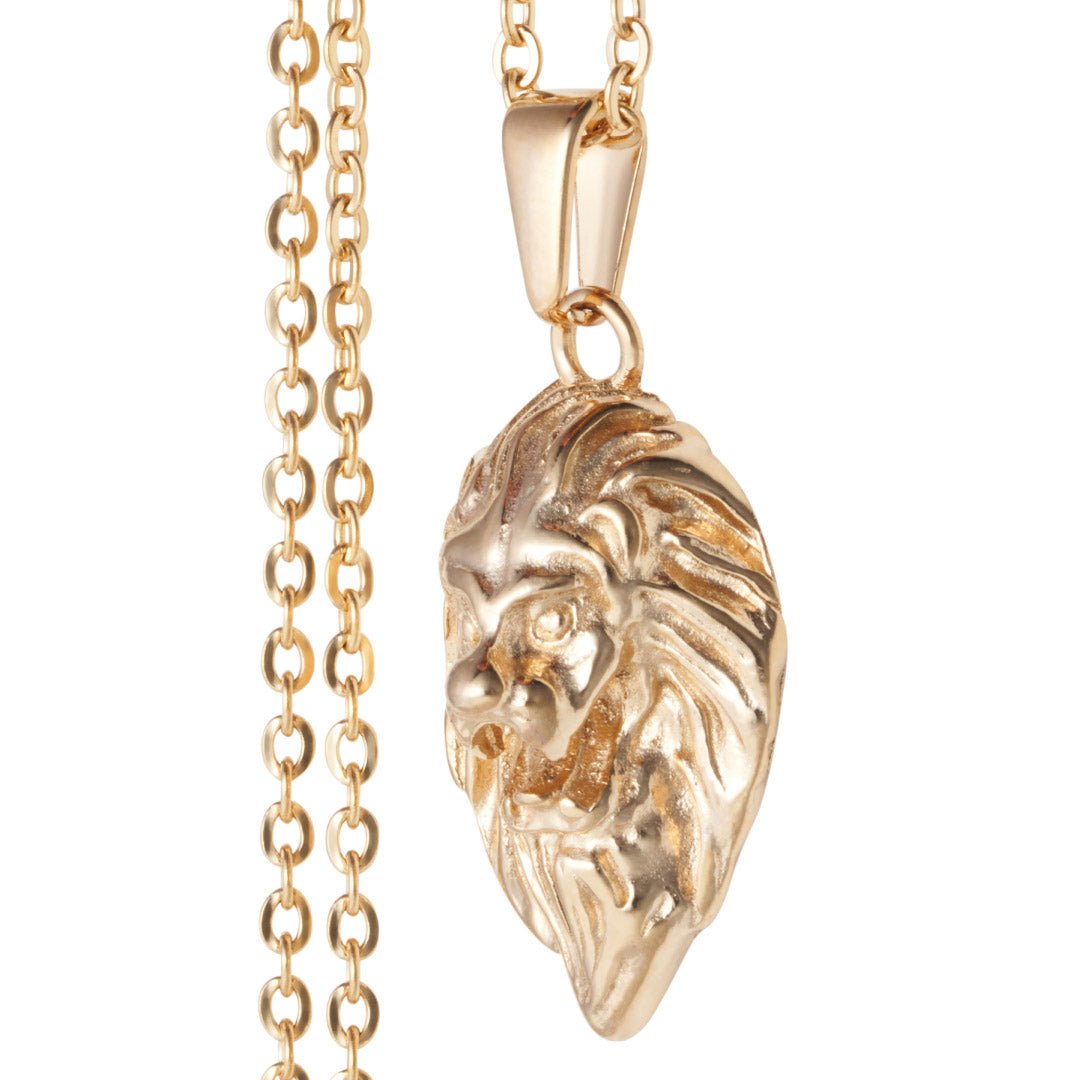 Men's Lion Pendant and Necklace - Gold Plated - Barbarossa Brothers