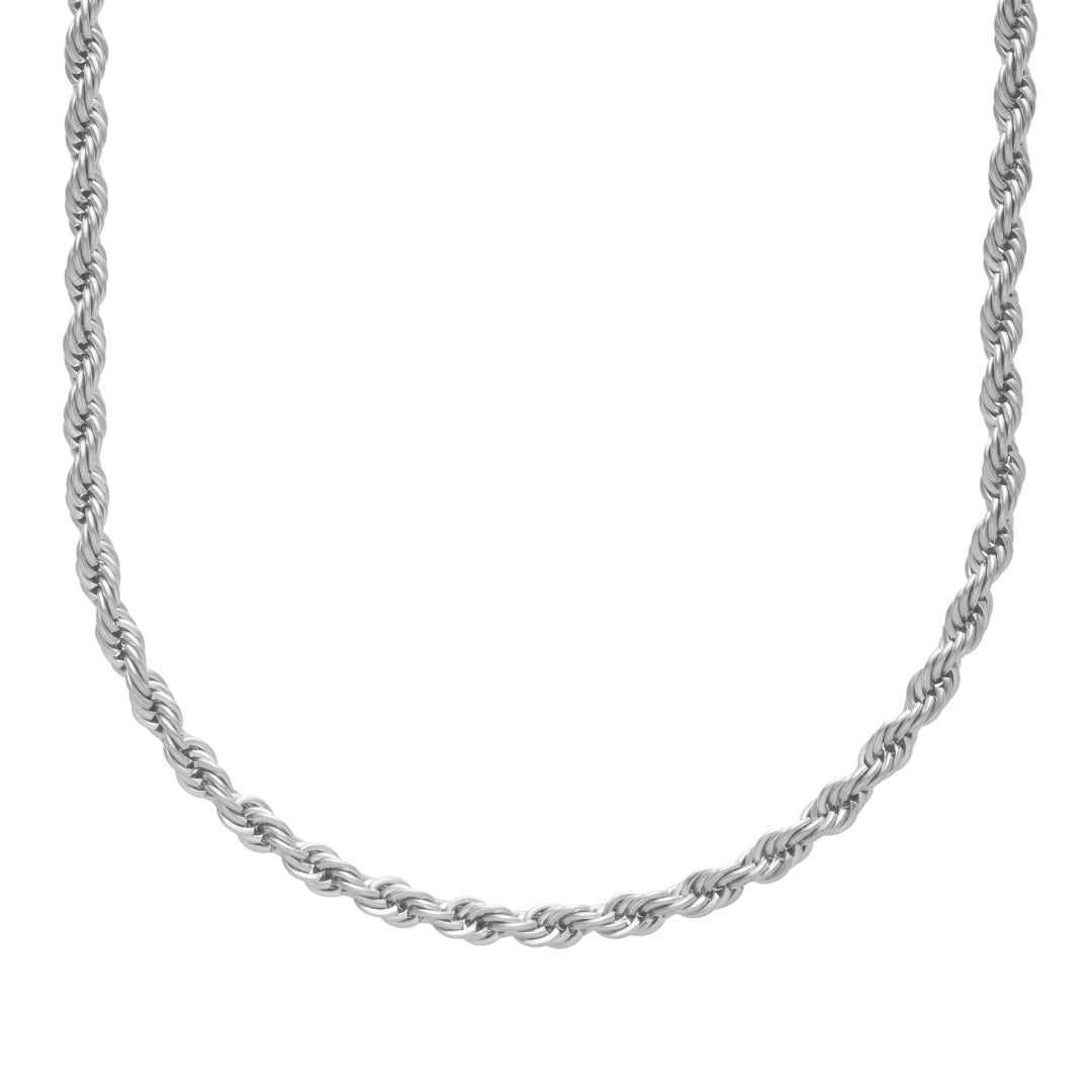 Men's Rope Chain Necklace - 0.5cm x 50cm - Silver Plated - Barbarossa Brothers