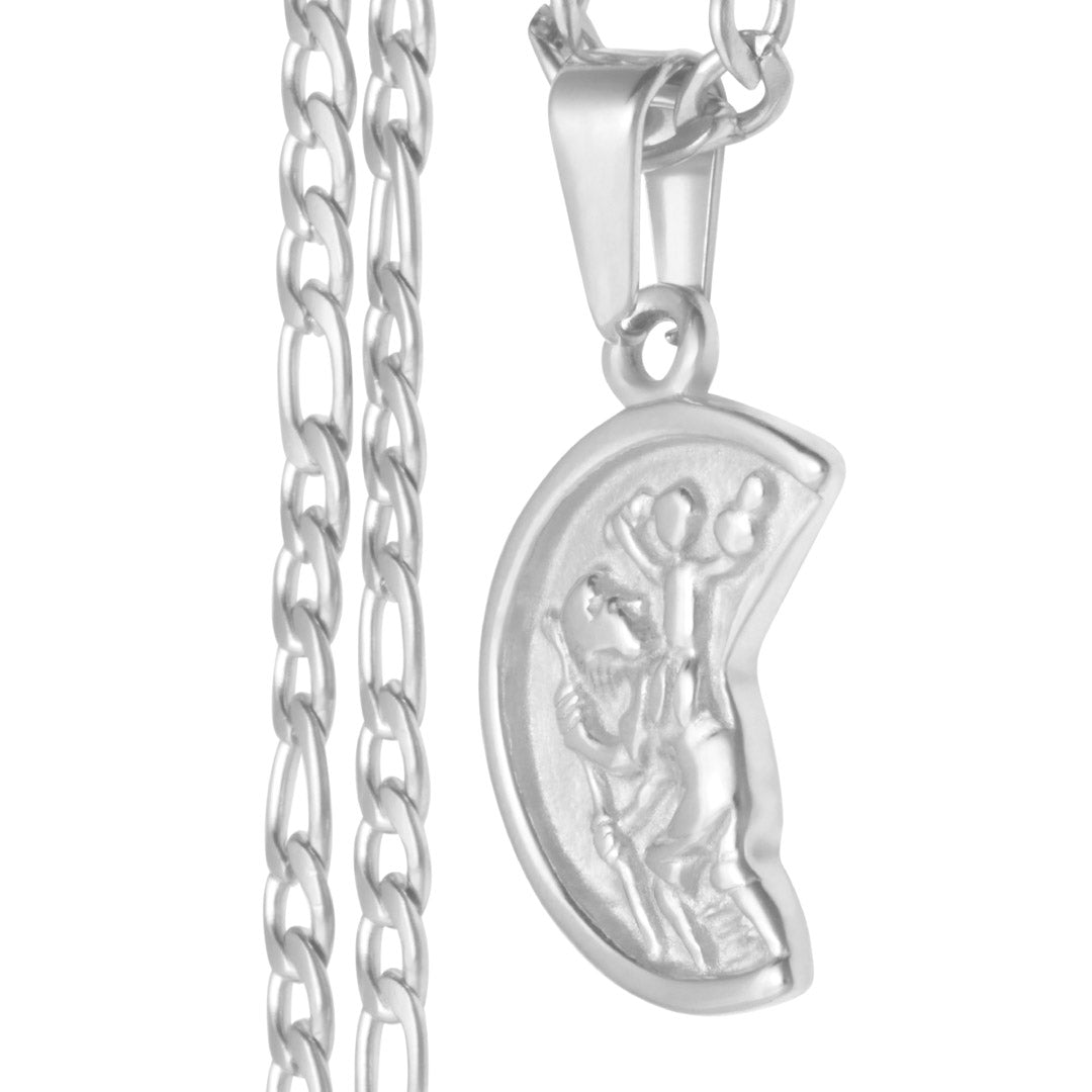 Men's St. Christopher Pendant and Necklace - Silver Plated - Barbarossa Brothers