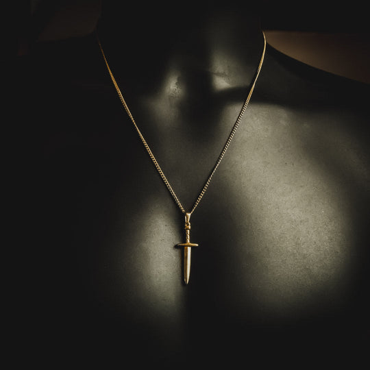 Men's Sword Pendant and Necklace - Gold Plated - Barbarossa Brothers