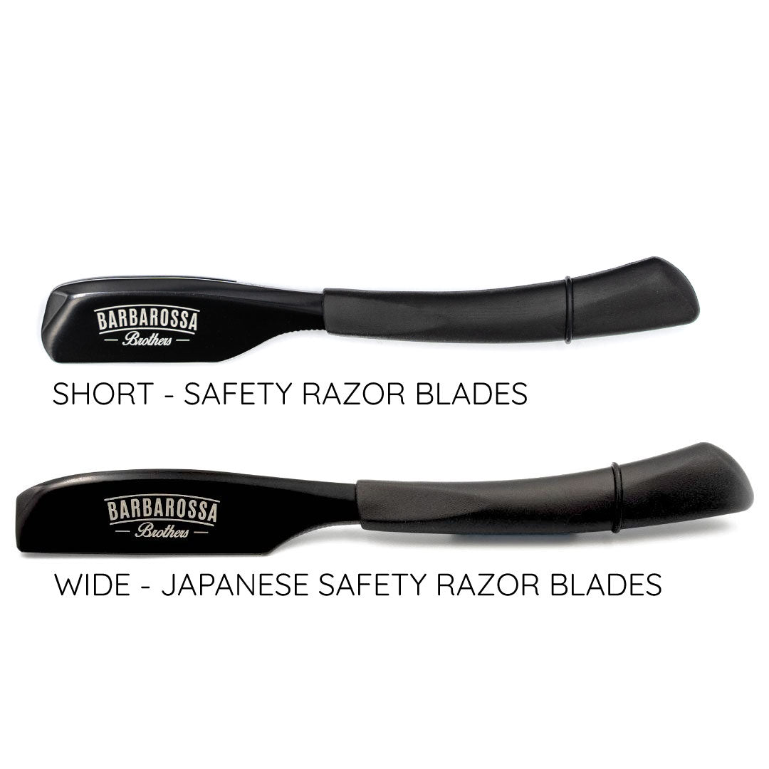 Short Japanese Kamisori Cut Throat Razor in Matt Black (Compatible with Safety Razor Blades) - Barbarossa Brothers