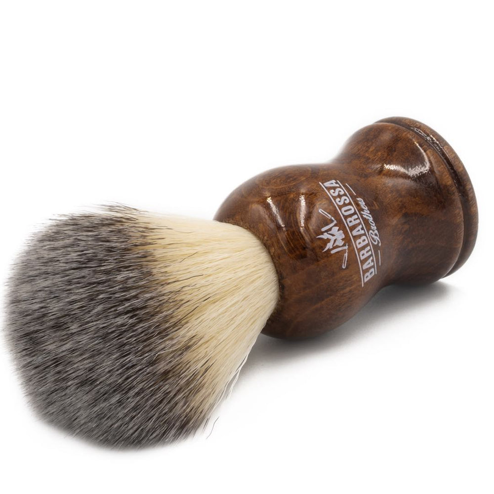 Wooden Synthetic Silvertip Shaving Brush in Brown - Barbarossa Brothers